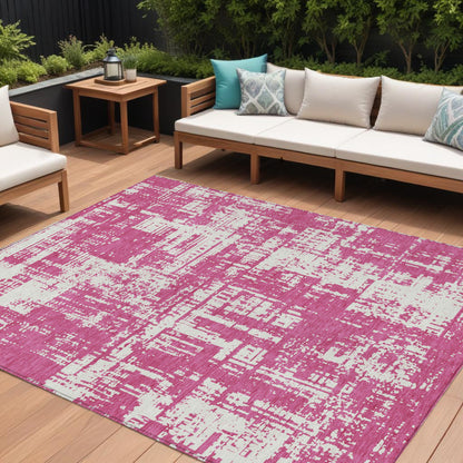 Tabselect Home Line 8' X 10' Blush And Ivory Abstract Washable Indoor Outdoor Area Rug