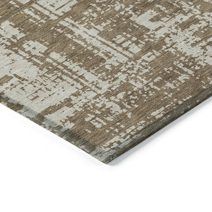 Tabselect Home Line 5' X 8' Brown And Beige Abstract Washable Indoor Outdoor Area Rug