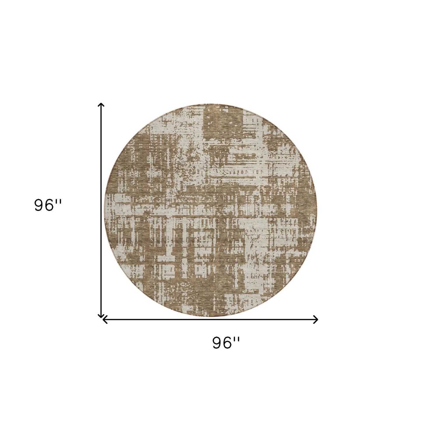 Tabselect Home Line 8' Brown And Beige Round Abstract Washable Indoor Outdoor Area Rug