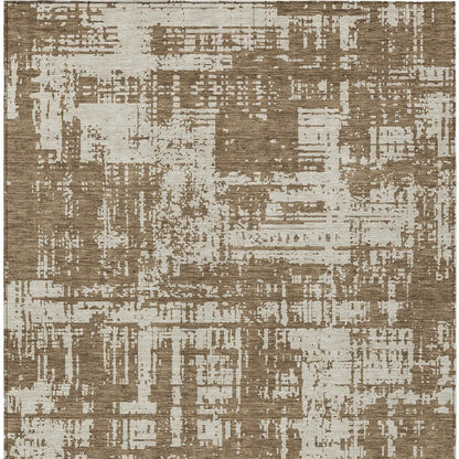 Tabselect Home Line 8' X 10' Brown And Beige Abstract Washable Indoor Outdoor Area Rug
