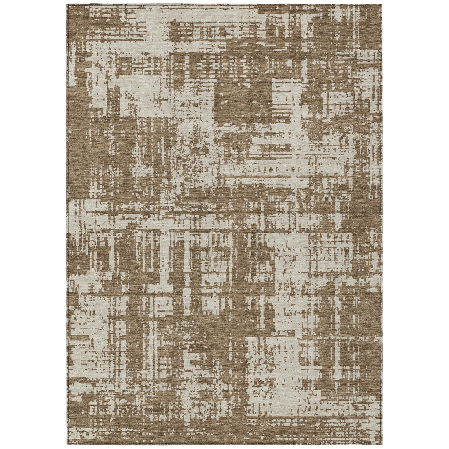 Tabselect Home Line 8' X 10' Brown And Beige Abstract Washable Indoor Outdoor Area Rug