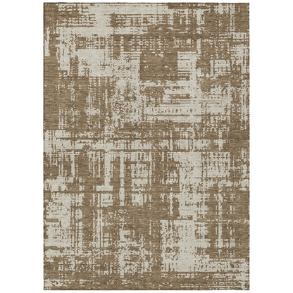 Tabselect Home Line 8' X 10' Brown And Beige Abstract Washable Indoor Outdoor Area Rug