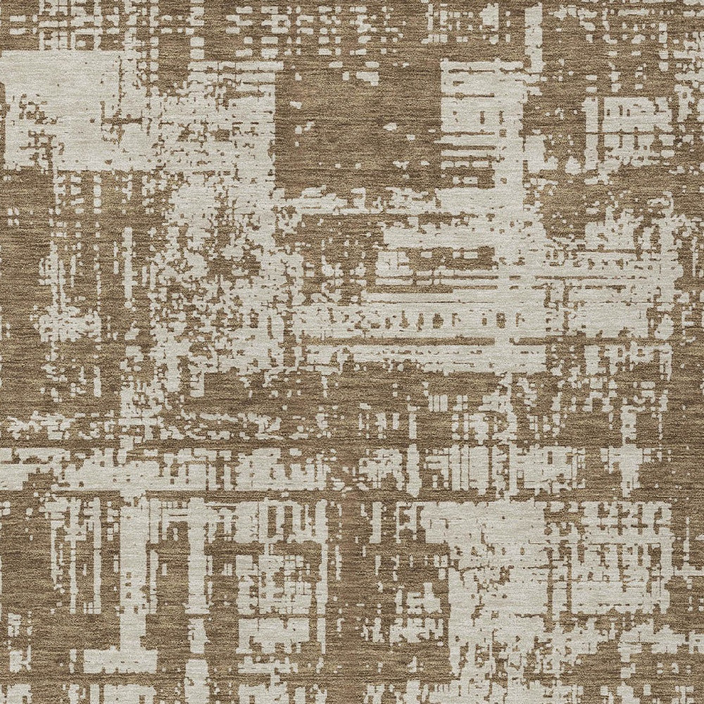 Tabselect Home Line 8' X 10' Brown And Beige Abstract Washable Indoor Outdoor Area Rug