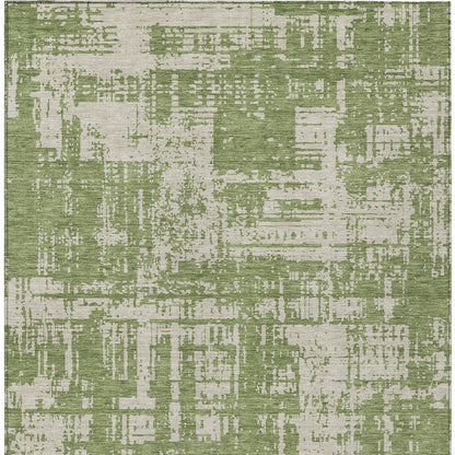 Tabselect Home Line 5' X 8' Green And Beige Abstract Washable Indoor Outdoor Area Rug