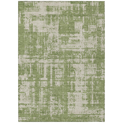 Tabselect Home Line 5' X 8' Green And Beige Abstract Washable Indoor Outdoor Area Rug