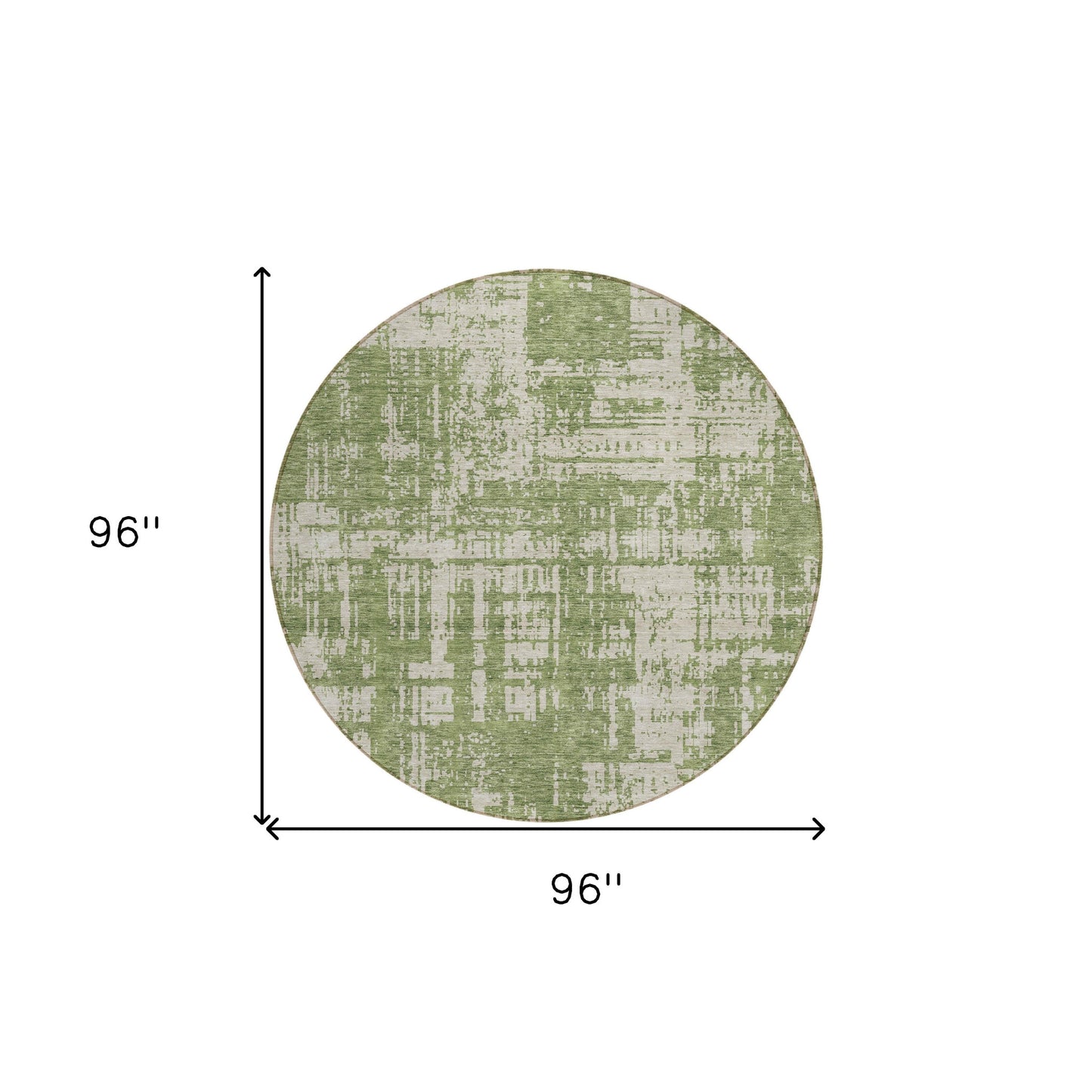 Tabselect Home Line 8' Green And Beige Round Abstract Washable Indoor Outdoor Area Rug