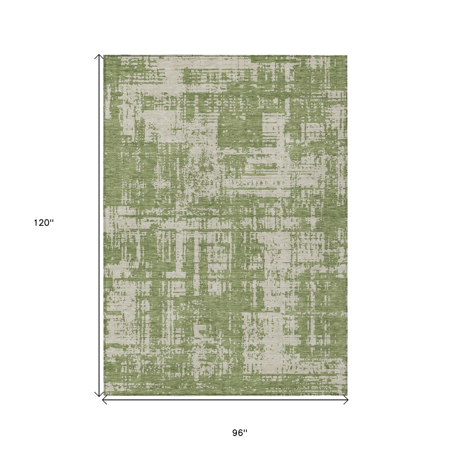 Tabselect Home Line 8' X 10' Green And Beige Abstract Washable Indoor Outdoor Area Rug