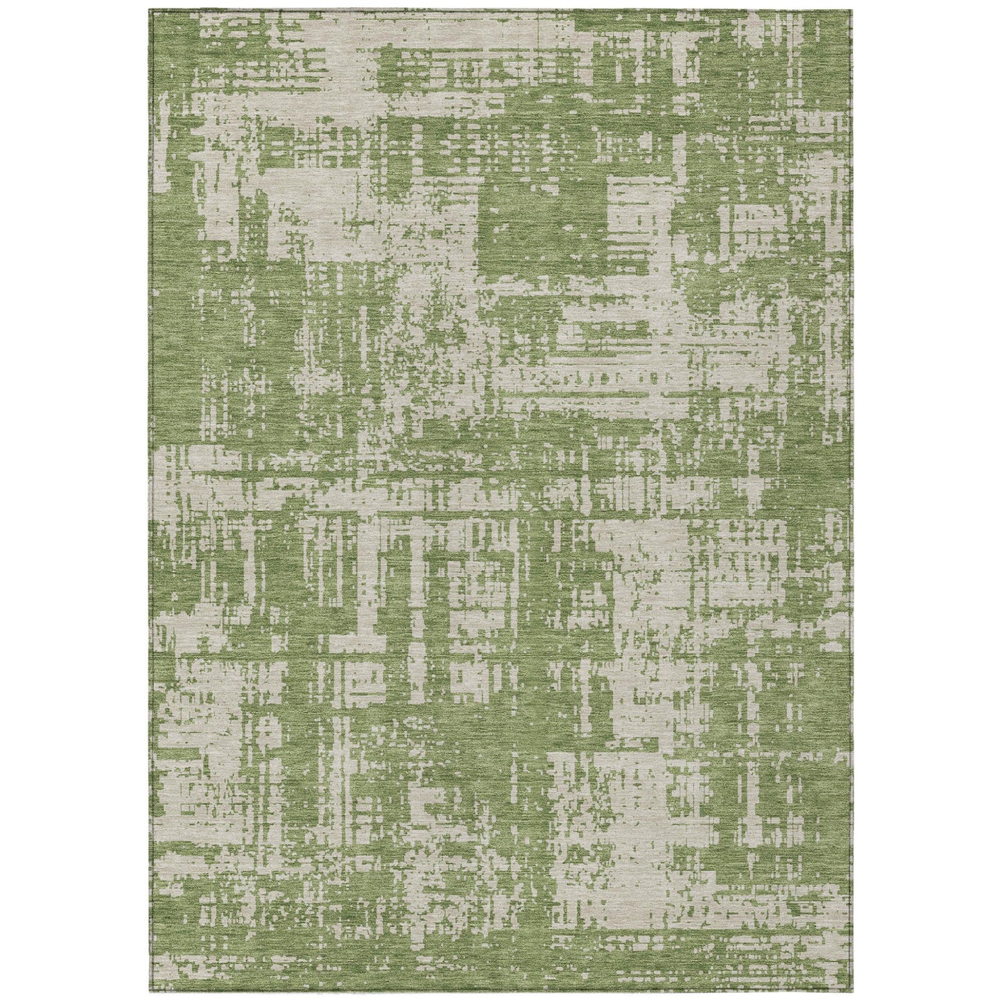 Tabselect Home Line 8' X 10' Green And Beige Abstract Washable Indoor Outdoor Area Rug
