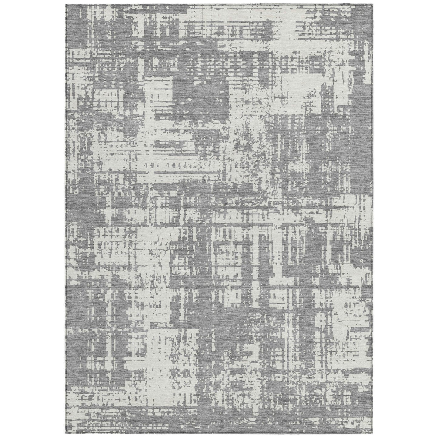 Tabselect Home Line 5' X 8' Gray And Ivory Abstract Washable Indoor Outdoor Area Rug