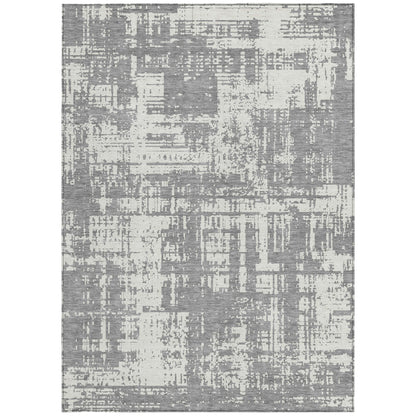 Tabselect Home Line 5' X 8' Gray And Ivory Abstract Washable Indoor Outdoor Area Rug