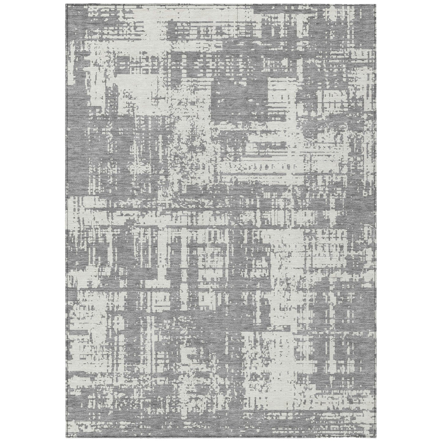 Tabselect Home Line 5' X 8' Gray And Ivory Abstract Washable Indoor Outdoor Area Rug