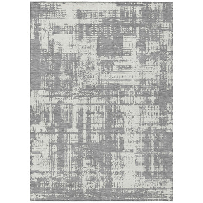 Tabselect Home Line 5' X 8' Gray And Ivory Abstract Washable Indoor Outdoor Area Rug