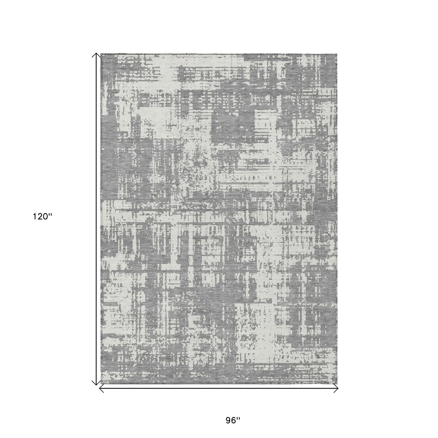 Tabselect Home Line 8' X 10' Gray And Ivory Abstract Washable Indoor Outdoor Area Rug