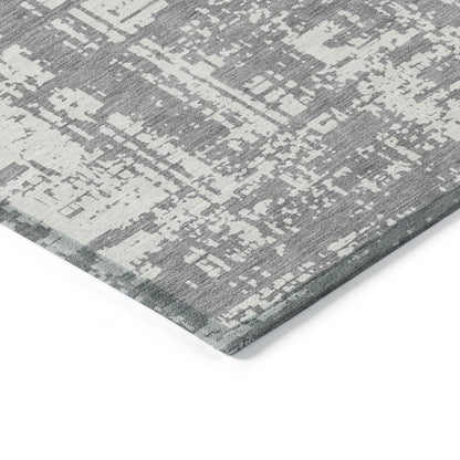 Tabselect Home Line 8' X 10' Gray And Ivory Abstract Washable Indoor Outdoor Area Rug