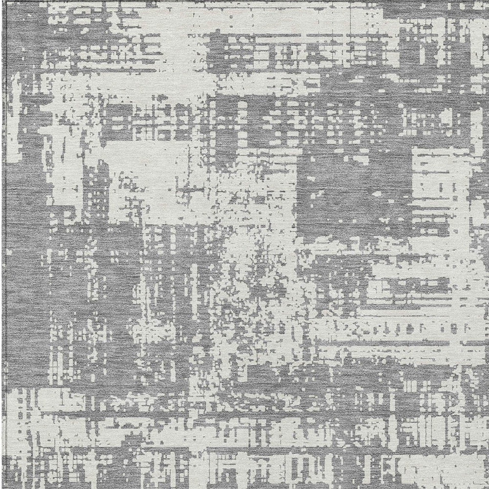 Tabselect Home Line 8' X 10' Gray And Ivory Abstract Washable Indoor Outdoor Area Rug