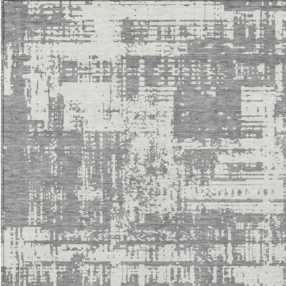 Tabselect Home Line 8' X 10' Gray And Ivory Abstract Washable Indoor Outdoor Area Rug