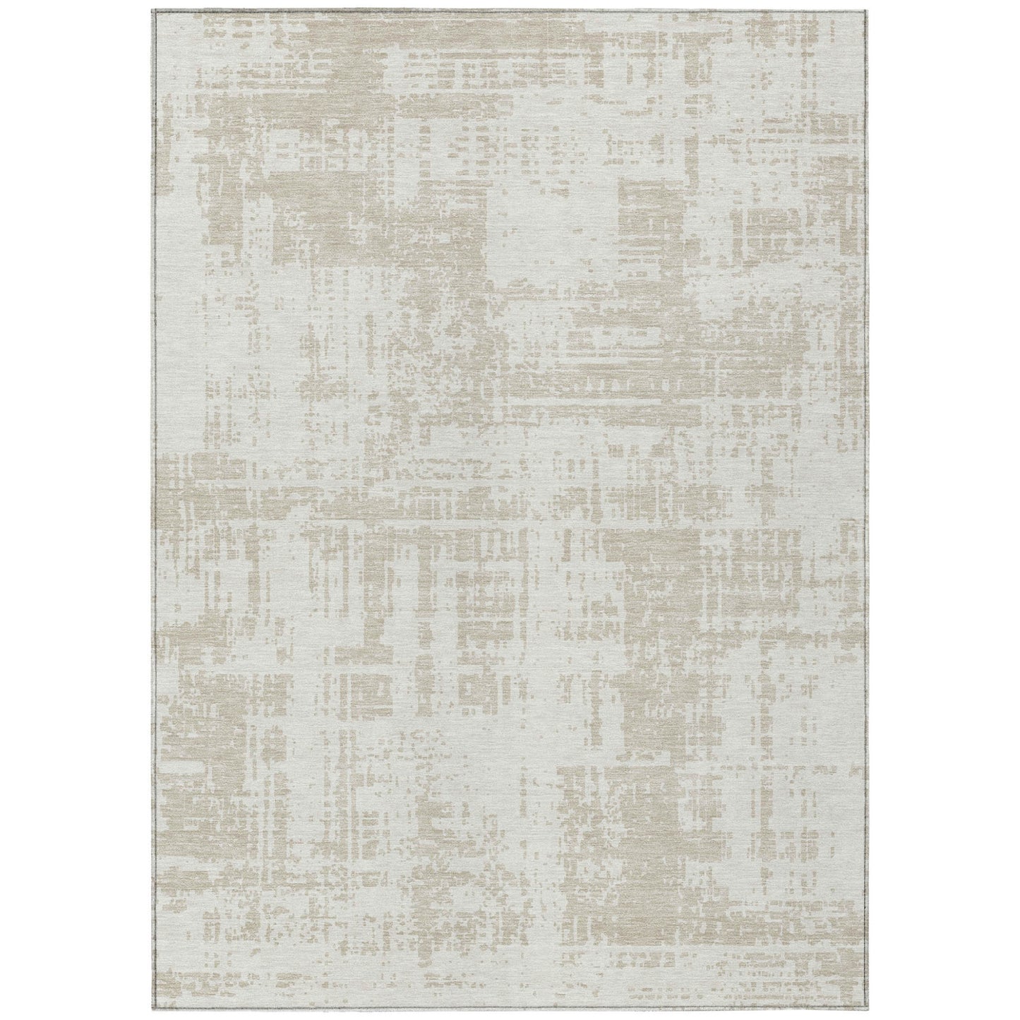 Tabselect Home Line 5' X 8' Ivory And Beige Abstract Washable Indoor Outdoor Area Rug