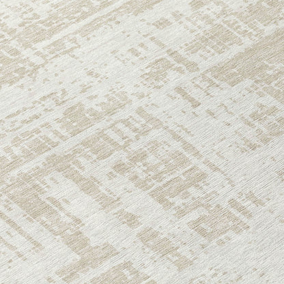 Tabselect Home Line 8' Ivory And Beige Round Abstract Washable Indoor Outdoor Area Rug