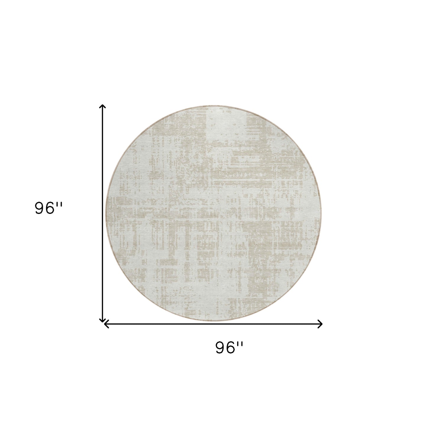 Tabselect Home Line 8' Ivory And Beige Round Abstract Washable Indoor Outdoor Area Rug