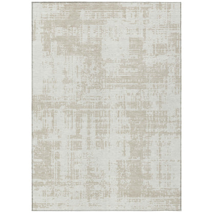 Tabselect Home Line 8' X 10' Ivory And Beige Abstract Washable Indoor Outdoor Area Rug