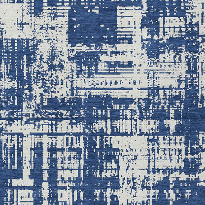 Tabselect Home Line 5' X 8' Navy Blue And Ivory Abstract Washable Indoor Outdoor Area Rug