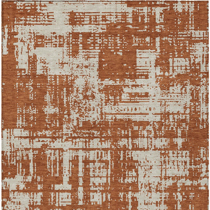 Tabselect Home Line 5' X 8' Brown And Ivory Abstract Washable Indoor Outdoor Area Rug