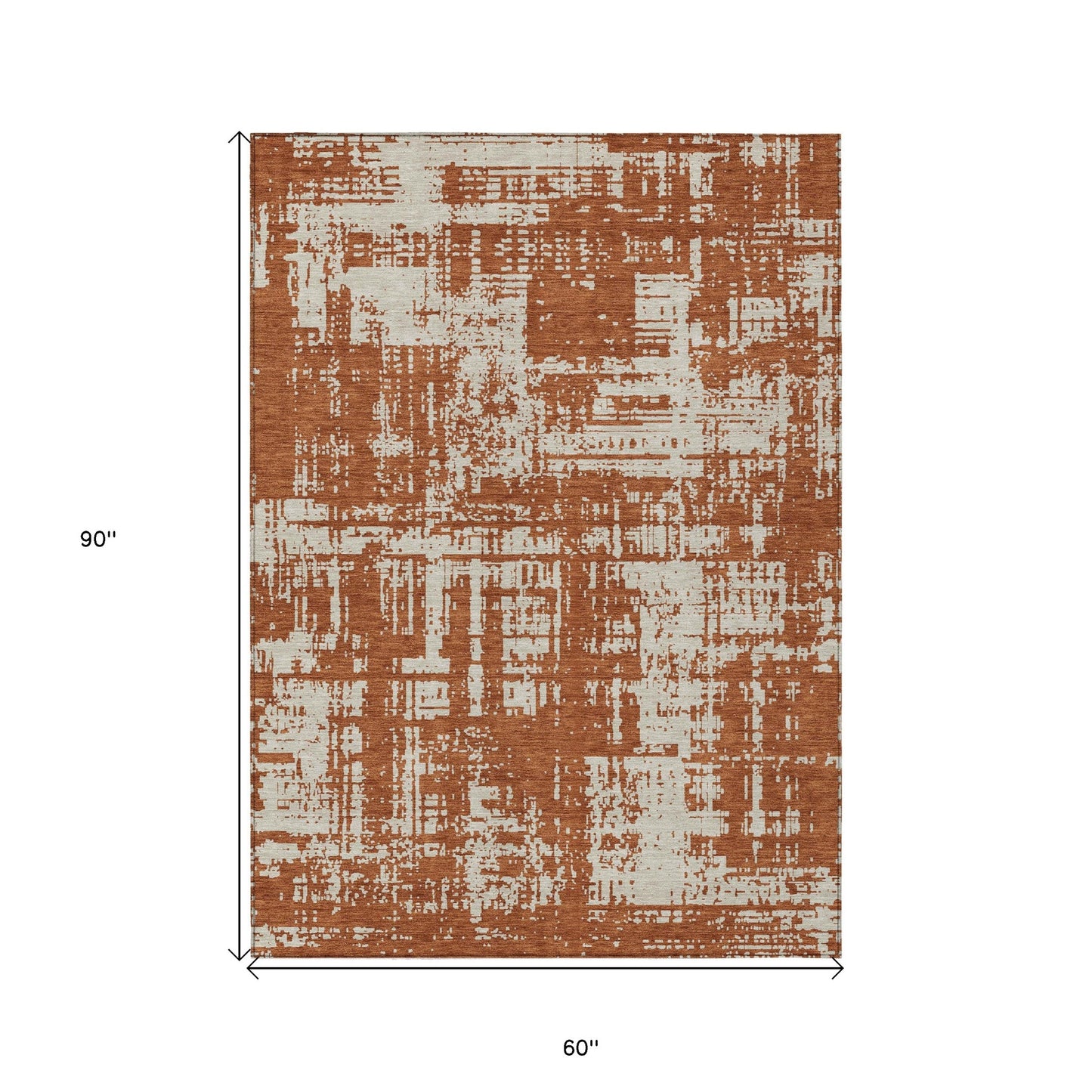 Tabselect Home Line 5' X 8' Brown And Ivory Abstract Washable Indoor Outdoor Area Rug