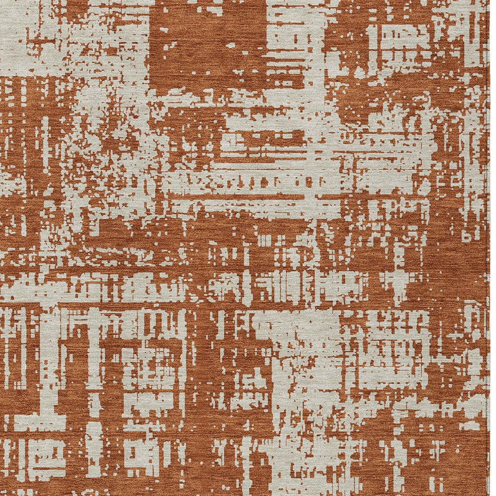 Tabselect Home Line 5' X 8' Brown And Ivory Abstract Washable Indoor Outdoor Area Rug