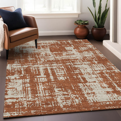 Tabselect Home Line 5' X 8' Brown And Ivory Abstract Washable Indoor Outdoor Area Rug
