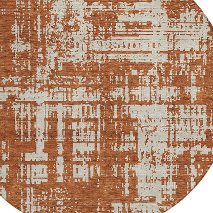 Tabselect Home Line 8' Brown And Ivory Round Abstract Washable Indoor Outdoor Area Rug