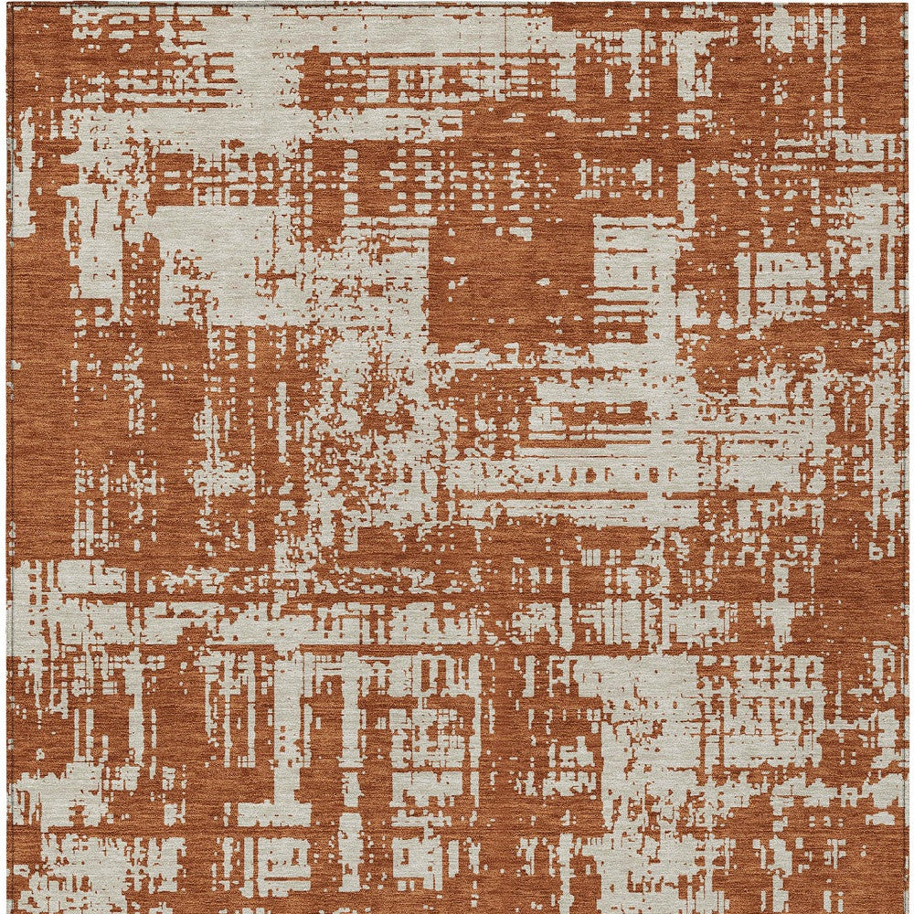 Tabselect Home Line 8' X 10' Brown And Ivory Abstract Washable Indoor Outdoor Area Rug