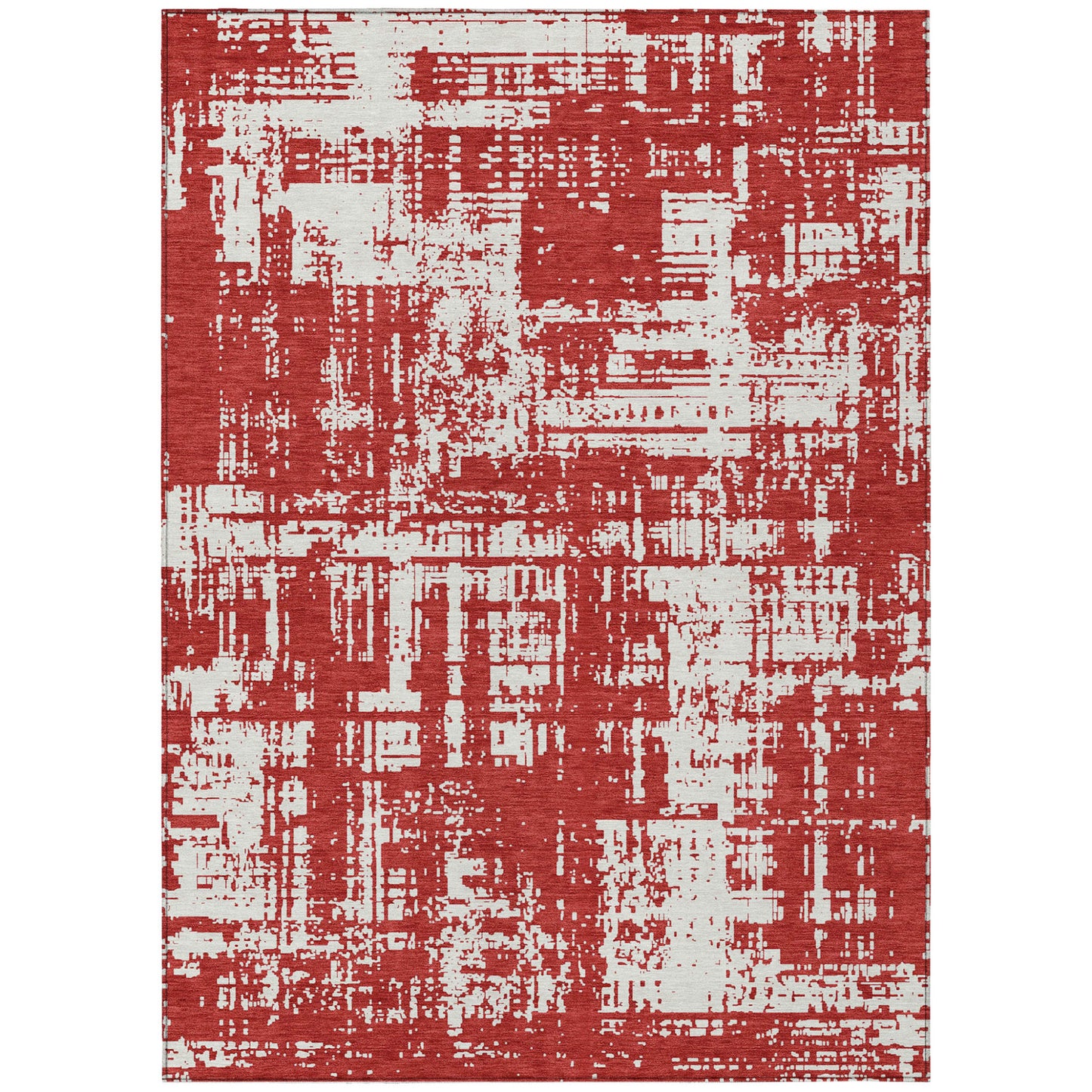 Tabselect Home Line 5' X 8' Red And Ivory Abstract Washable Indoor Outdoor Area Rug