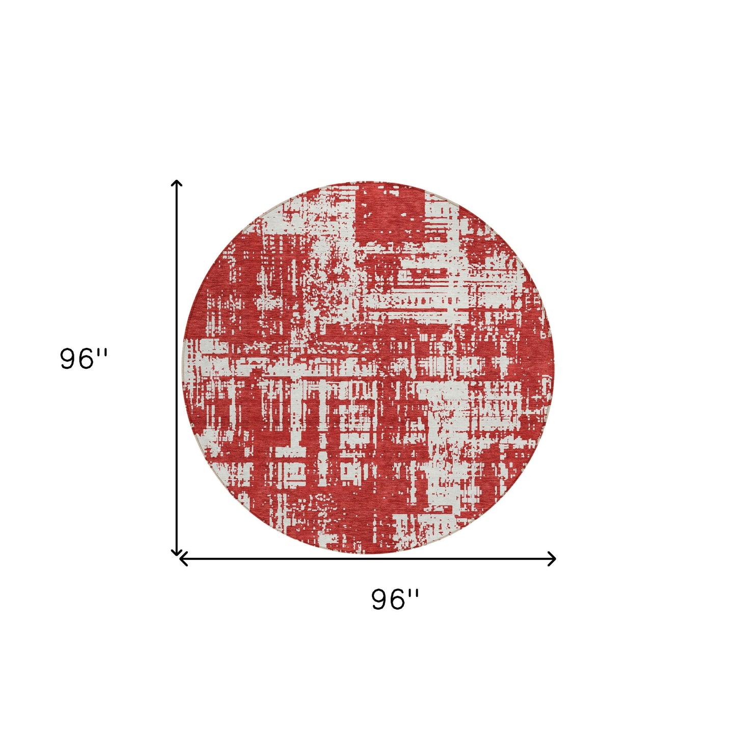 Tabselect Home Line 8' Red And Ivory Round Abstract Washable Indoor Outdoor Area Rug