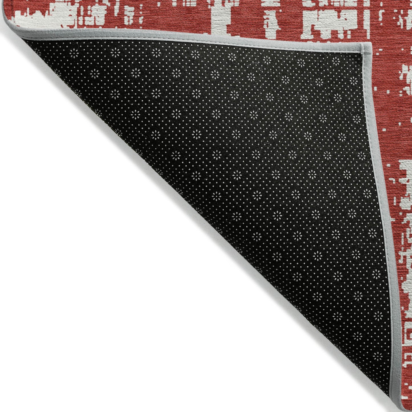 Tabselect Home Line 8' X 10' Red And Ivory Abstract Washable Indoor Outdoor Area Rug