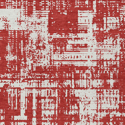 Tabselect Home Line 8' X 10' Red And Ivory Abstract Washable Indoor Outdoor Area Rug