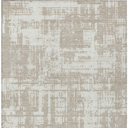 Tabselect Home Line 5' X 8' Taupe And Ivory Abstract Washable Indoor Outdoor Area Rug