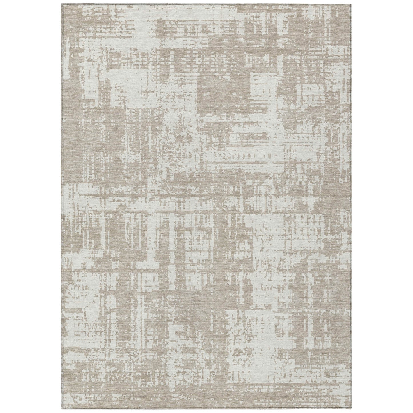 Tabselect Home Line 5' X 8' Taupe And Ivory Abstract Washable Indoor Outdoor Area Rug