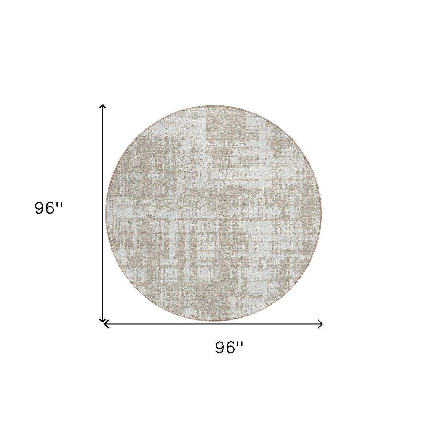 Tabselect Home Line 8' Taupe And Ivory Round Abstract Washable Indoor Outdoor Area Rug