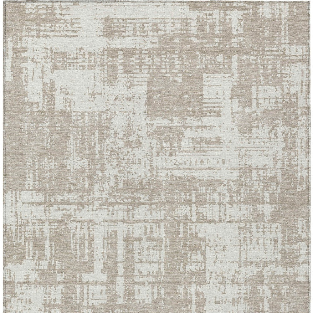 Tabselect Home Line 8' X 10' Taupe And Ivory Abstract Washable Indoor Outdoor Area Rug