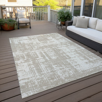 Tabselect Home Line 8' X 10' Taupe And Ivory Abstract Washable Indoor Outdoor Area Rug