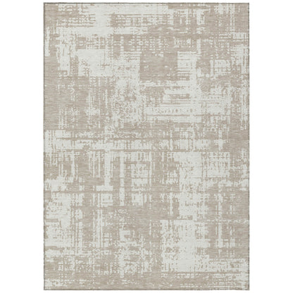 Tabselect Home Line 8' X 10' Taupe And Ivory Abstract Washable Indoor Outdoor Area Rug