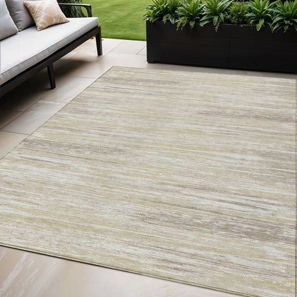 Tabselect Home Line 5' X 8' Beige Brown And Ivory Striped Washable Indoor Outdoor Area Rug