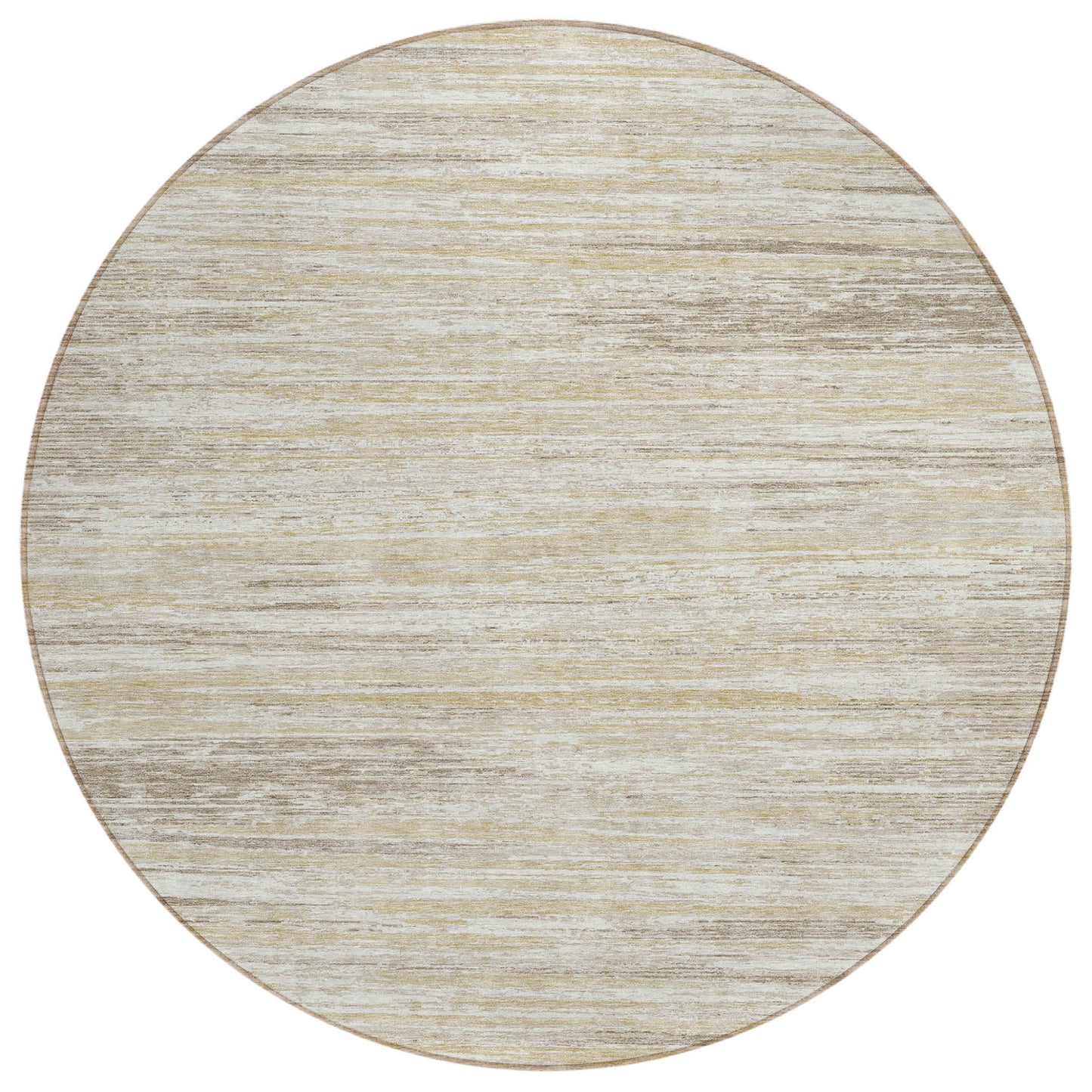Tabselect Home Line 8' Beige Brown And Ivory Round Striped Washable Indoor Outdoor Area Rug
