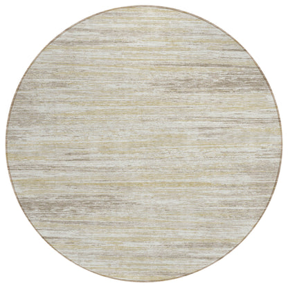 Tabselect Home Line 8' Beige Brown And Ivory Round Striped Washable Indoor Outdoor Area Rug