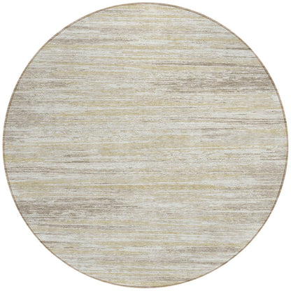 Tabselect Home Line 8' Beige Brown And Ivory Round Striped Washable Indoor Outdoor Area Rug