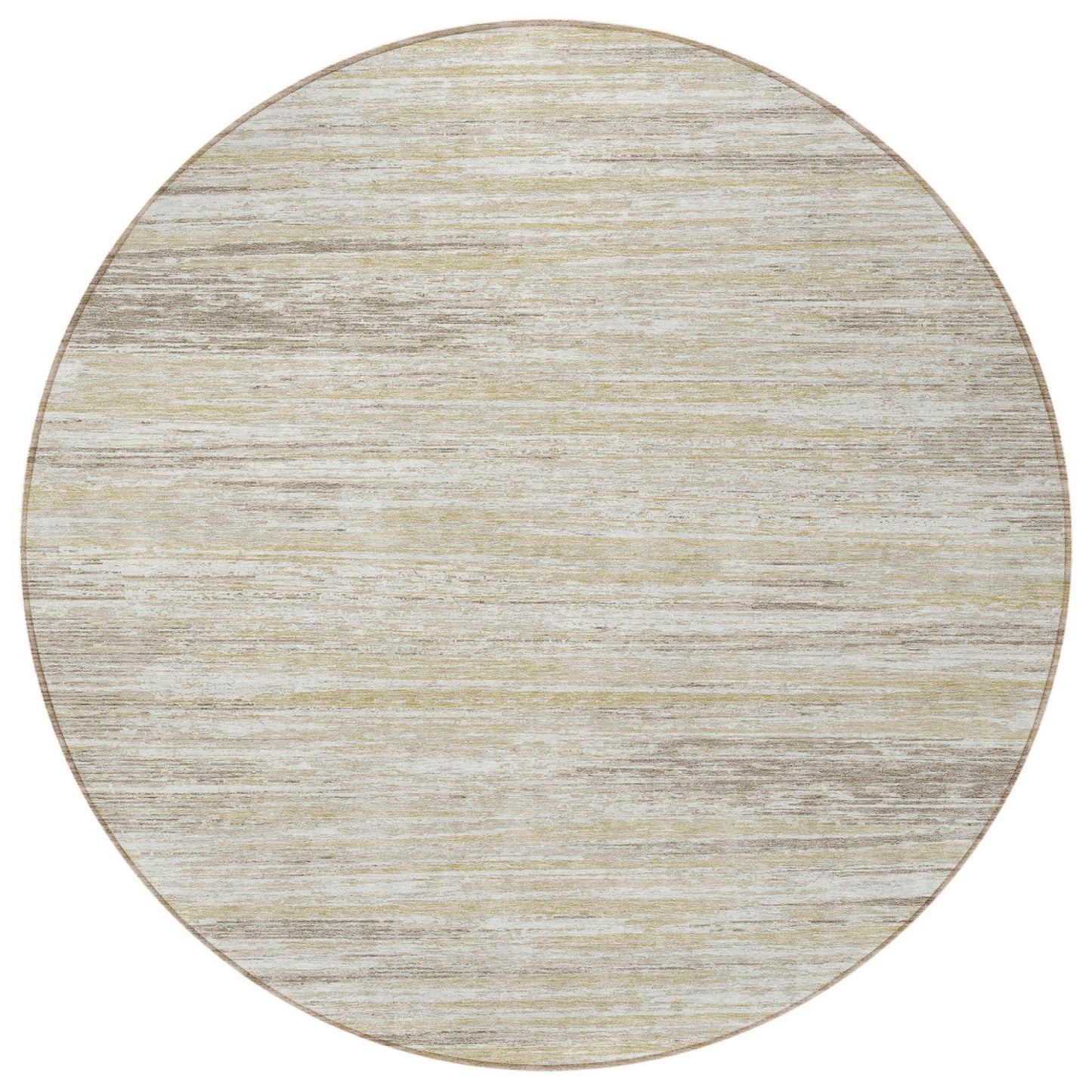 Tabselect Home Line 8' Beige Brown And Ivory Round Striped Washable Indoor Outdoor Area Rug