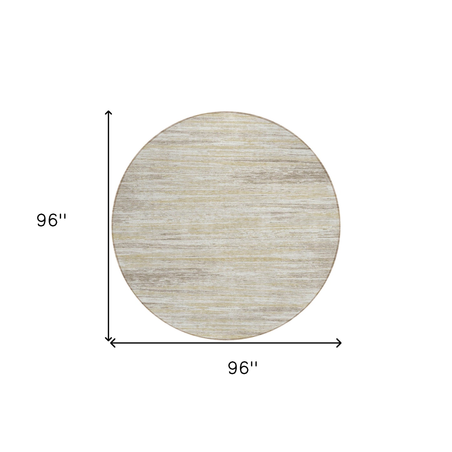 Tabselect Home Line 8' Beige Brown And Ivory Round Striped Washable Indoor Outdoor Area Rug