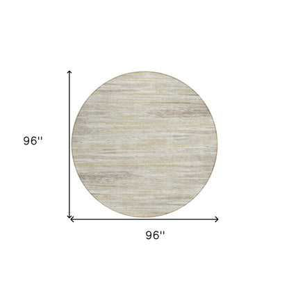 Tabselect Home Line 8' Beige Brown And Ivory Round Striped Washable Indoor Outdoor Area Rug