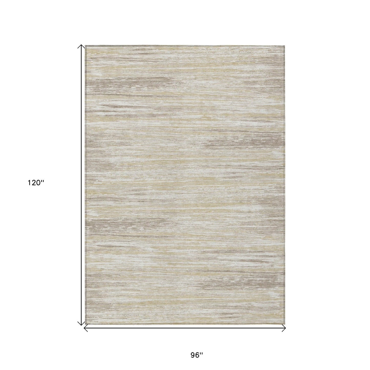 Tabselect Home Line 8' X 10' Beige Brown And Ivory Striped Washable Indoor Outdoor Area Rug