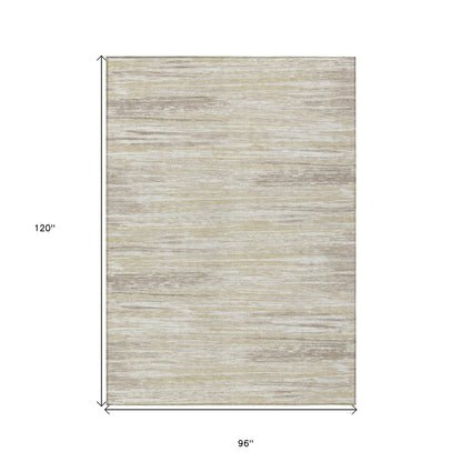 Tabselect Home Line 8' X 10' Beige Brown And Ivory Striped Washable Indoor Outdoor Area Rug
